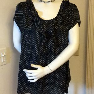 NWOT SLIKY BLACK WITH WHITE POLKADOTS TOP